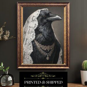 Victorian Lady Crow Portrait Vintage Bird Art Gothic Anthropomorphic Print